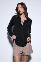 Antioch-Antioch Siyah Tensel Kadın Gömlek-Gömlek-1-Milagron.com