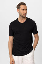 Antioch-Siyah V Yaka Basic Erkek T Shirt-T-Shirts-1-Milagron.com