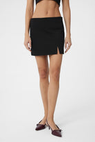 Antioch-Siyah Yırtmaçlı Kadın Mini Etek-Etek-1-Milagron.com