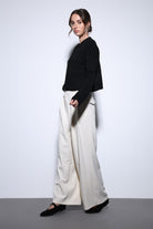 Antioch-Antioch Siyah Yırtmaçlı örgü Triko Kadın Kazak-Kazak-2-Milagron.com