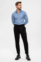 Antioch-Siyah Yüksek Bel Çift Pileli Erkek Pantolon-Kumaş Pantolon-2-Milagron.com