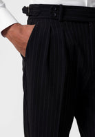 Antioch-Siyah Yüksek Bel Çizgili Erkek Pantolon-Pantolon-3-Milagron.com