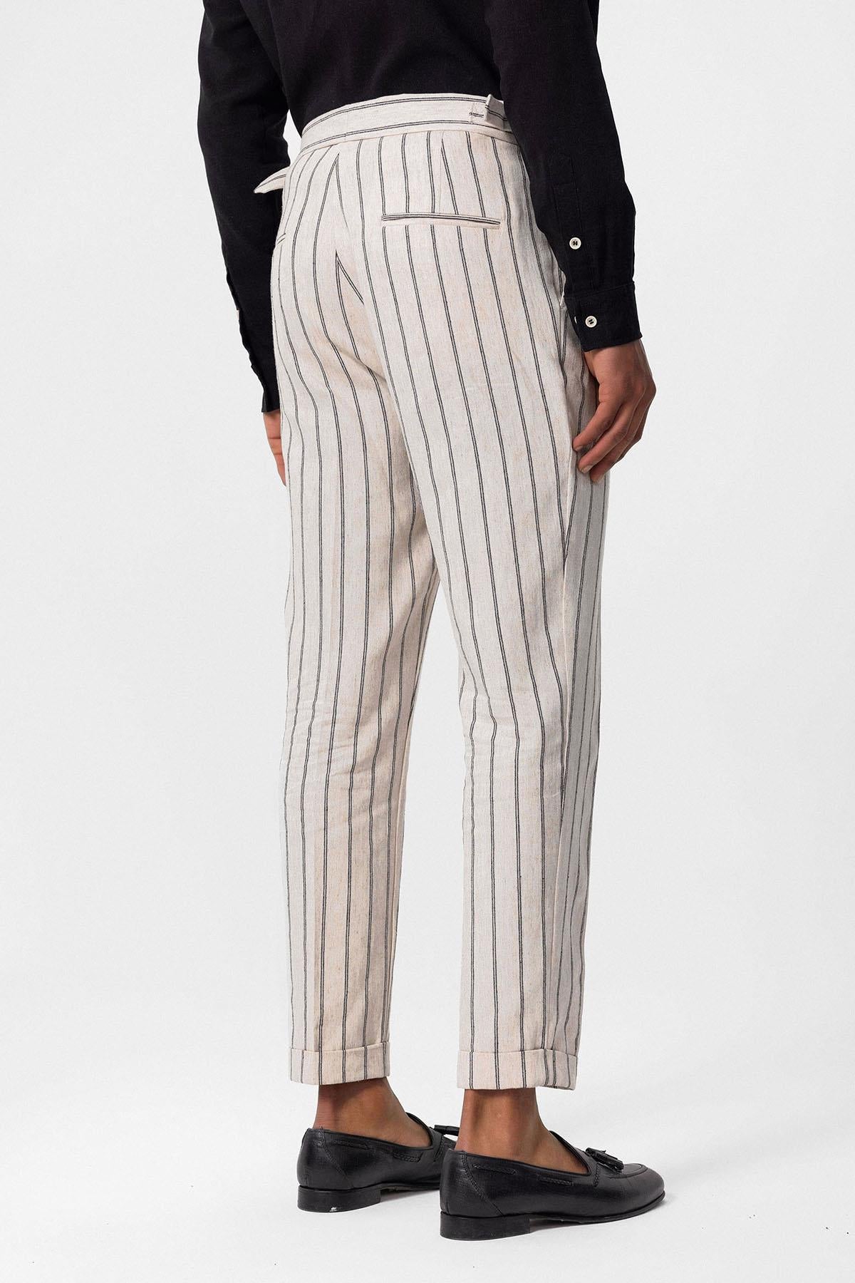 Antioch-Siyah Yüksek Bel Keten Karışımlı Erkek Pantolon-Pantolon-4-Milagron.com