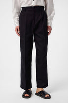 Antioch-Siyah Yüksek Bel Pamuklu Erkek Pantolon-Kumaş Pantolon-1-Milagron.com