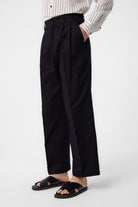 Antioch-Siyah Yüksek Bel Pamuklu Erkek Pantolon-Kumaş Pantolon-2-Milagron.com