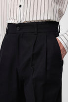 Antioch-Siyah Yüksek Bel Pamuklu Erkek Pantolon-Kumaş Pantolon-4-Milagron.com