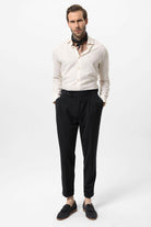 Antioch-Siyah Yüksek Bel Pileli Carrot Fit Erkek Pantolon-Kumaş Pantolon-3-Milagron.com