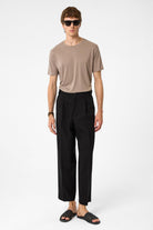 Antioch-Siyah Yüksek Bel Pileli Relax Fit Erkek Pantolon-Kumaş Pantolon-2-Milagron.com