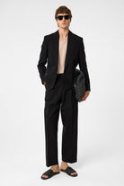 Antioch-Siyah Yüksek Bel Pileli Relax Fit Erkek Pantolon-Kumaş Pantolon-3-Milagron.com