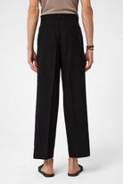 Antioch-Siyah Yüksek Bel Pileli Relax Fit Erkek Pantolon-Kumaş Pantolon-5-Milagron.com