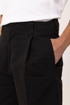 Antioch-Siyah Yüksek Bel Pileli Relaxed Bermuda Erkek Şort-Şort-3-Milagron.com