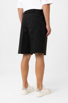 Antioch-Siyah Yüksek Bel Pileli Relaxed Bermuda Erkek Şort-Şort-4-Milagron.com