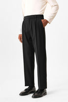 Antioch-Siyah Yüksek Bel Pileli Relaxed Fit Baggy Erkek Pantolon-Pantolon-3-Milagron.com