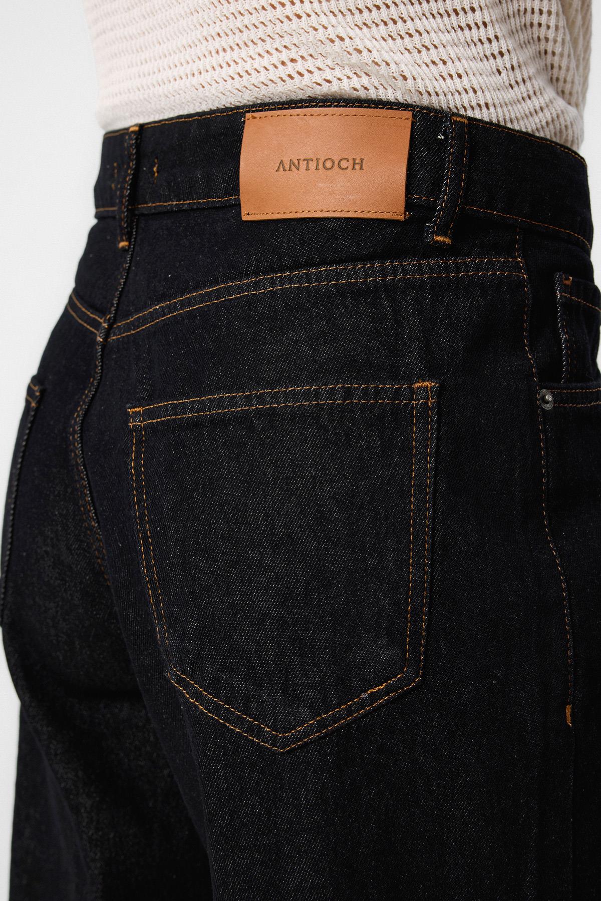 Antioch Siyah Yüksek Bel Relaxed Fit Erkek Kot Pantolon