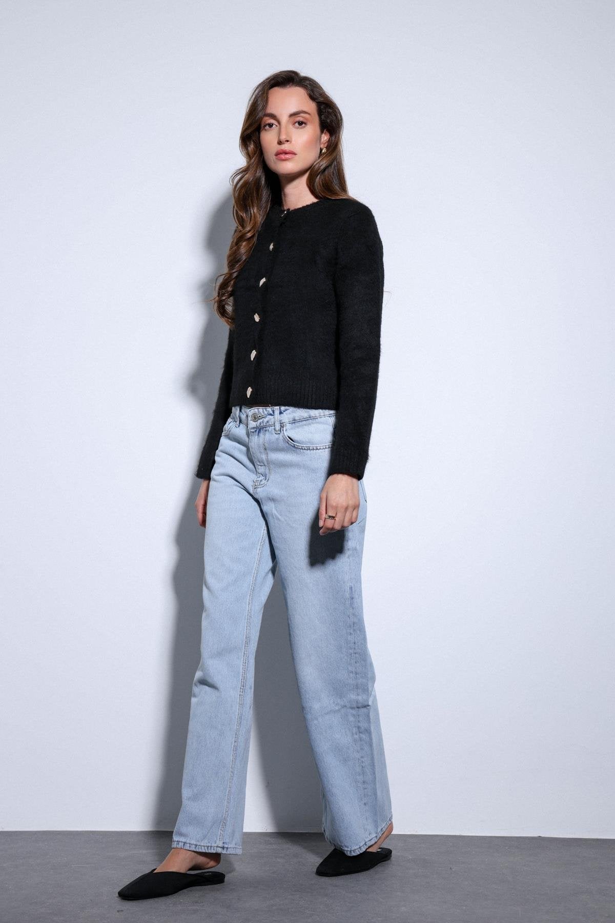 Antioch-Antioch Siyah Yumuşak Dokulu Kadın Hırka-Hırka-2-Milagron.com