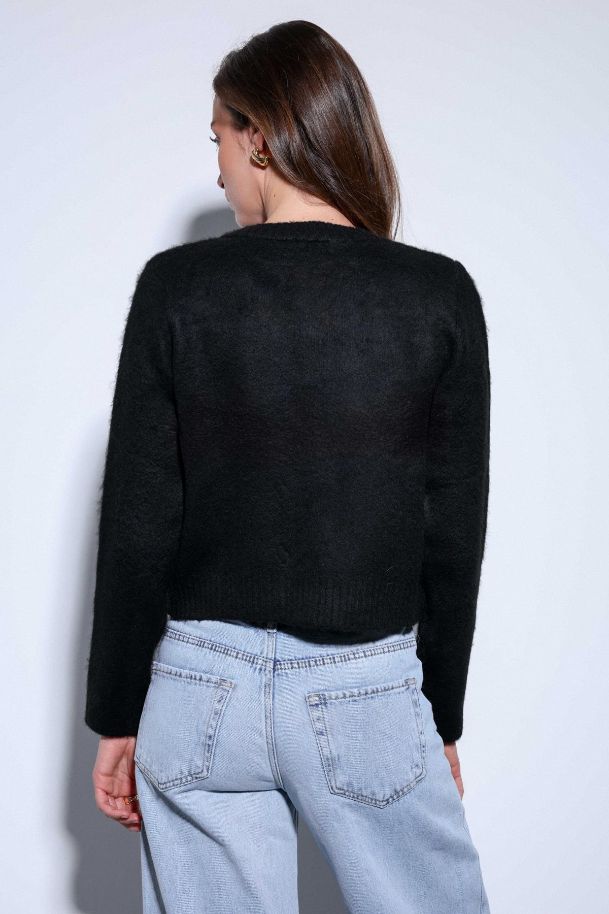 Antioch-Antioch Siyah Yumuşak Dokulu Kadın Hırka-Hırka-4-Milagron.com