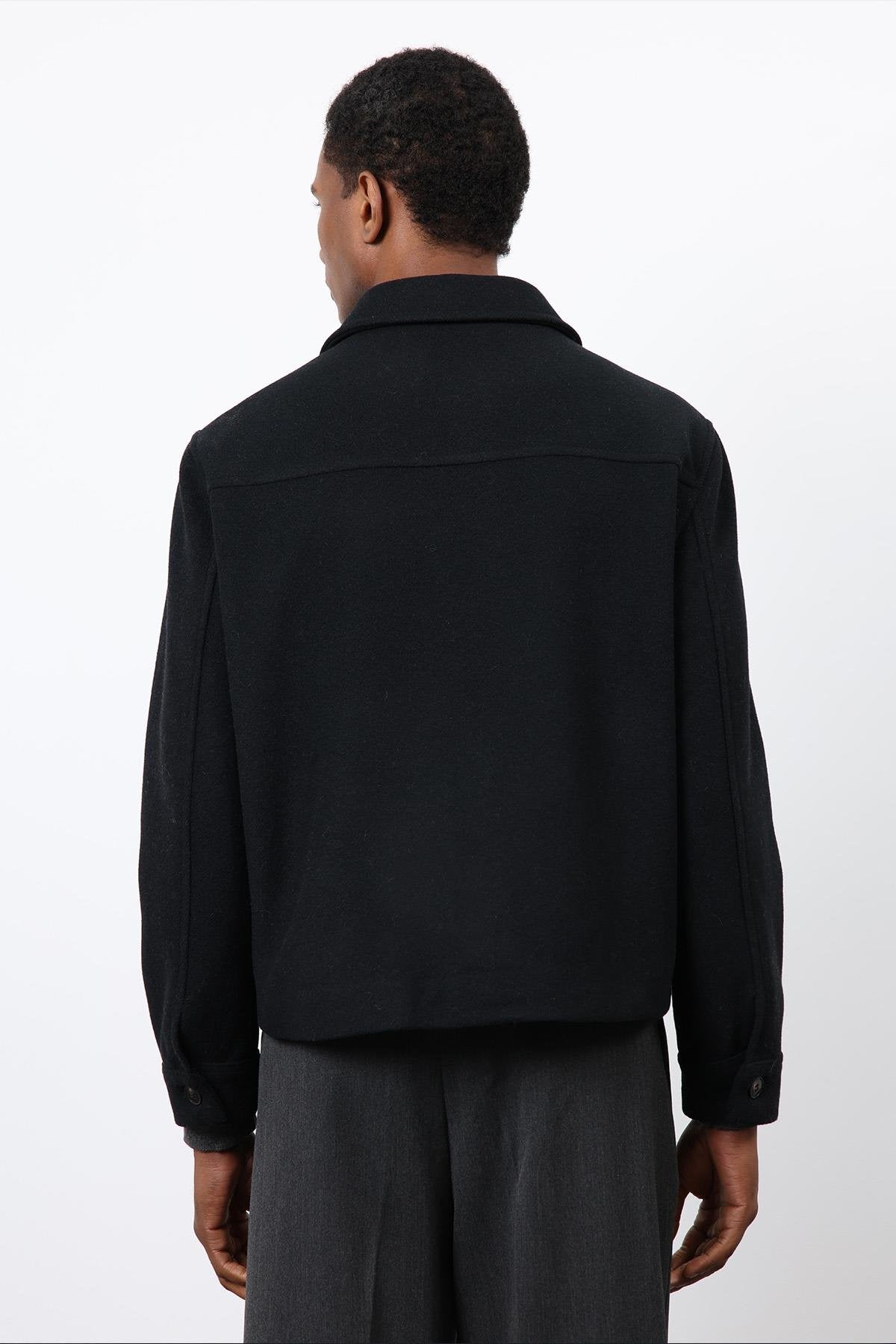 Antioch-Siyah Yün Karışımlı Erkek Ceket-Ceket-6-Milagron.com