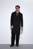 Antioch-Siyah Yün Karışımlı Kruvaze Erkek Kaban-Kaban-2-Milagron.com