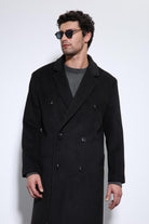 Antioch-Siyah Yün Karışımlı Kruvaze Erkek Kaban-Kaban-4-Milagron.com
