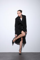 Antioch-Siyah Yün Karışımlı Kruvaze Kadın Kaban-Kaban-1-Milagron.com