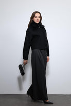 Antioch-Siyah Yün Karışımlı Suni Kürk Yaka Ceket-Ceket-1-Milagron.com