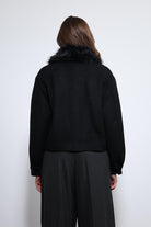 Antioch-Siyah Yün Karışımlı Suni Kürk Yaka Ceket-Ceket-14-Milagron.com