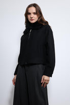 Antioch-Siyah Yün Karışımlı Suni Kürk Yaka Ceket-Ceket-8-Milagron.com