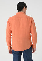 Antioch-Somon Yaka Düğme Detaylı %100 Keten Erkek Gömlek-Gömlek-7-Milagron.com