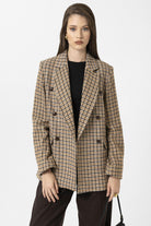 Antioch-Taba Kadın Kazayağı Desenli Blazer Ceket-Ceket-3-Milagron.com