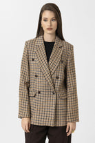 Antioch-Taba Kadın Kazayağı Desenli Blazer Ceket-Ceket-4-Milagron.com