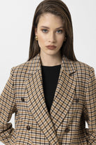 Antioch-Taba Kadın Kazayağı Desenli Blazer Ceket-Ceket-6-Milagron.com