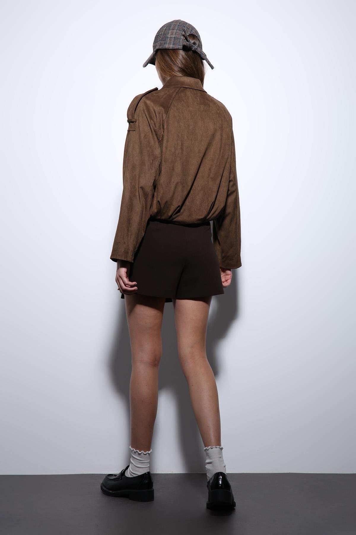 Antioch-Taba Süet Görünümlü Bomber Kadın Mont-Mont-8-Milagron.com