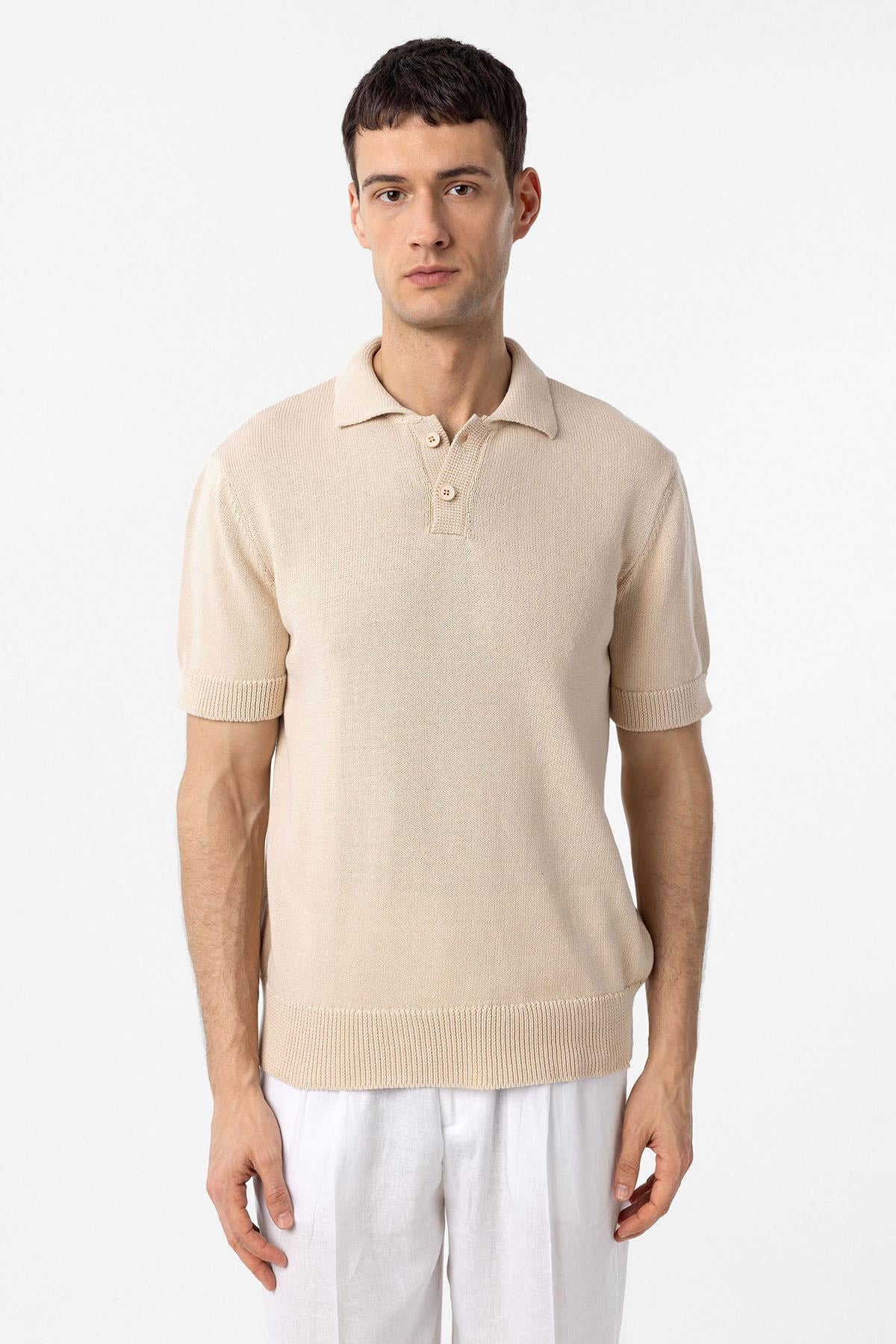 Antioch Taş 100% Pamuk Polo Yaka Triko T-Shirt
