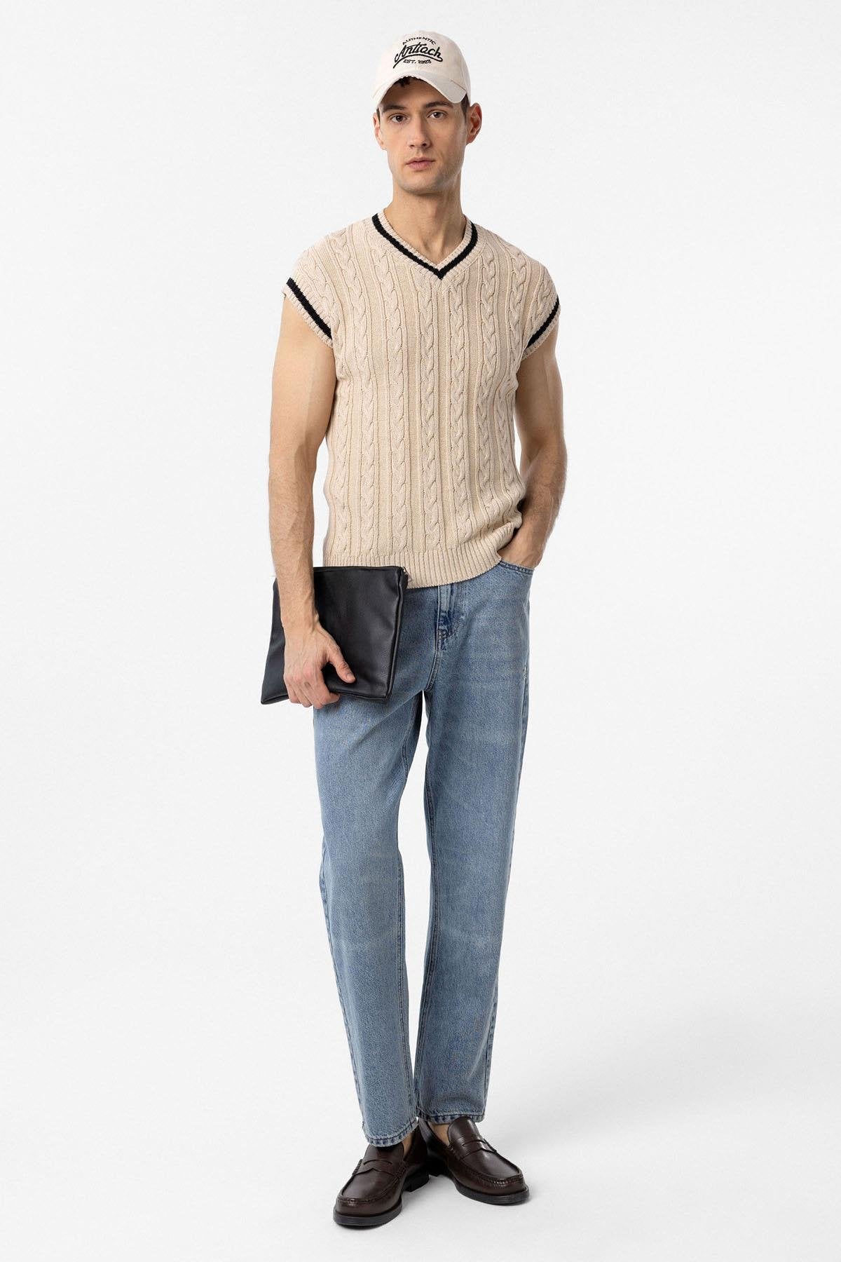 Antioch-Taş 100% Pamuk örgü Erkek Yelek-Yelek-2-Milagron.com