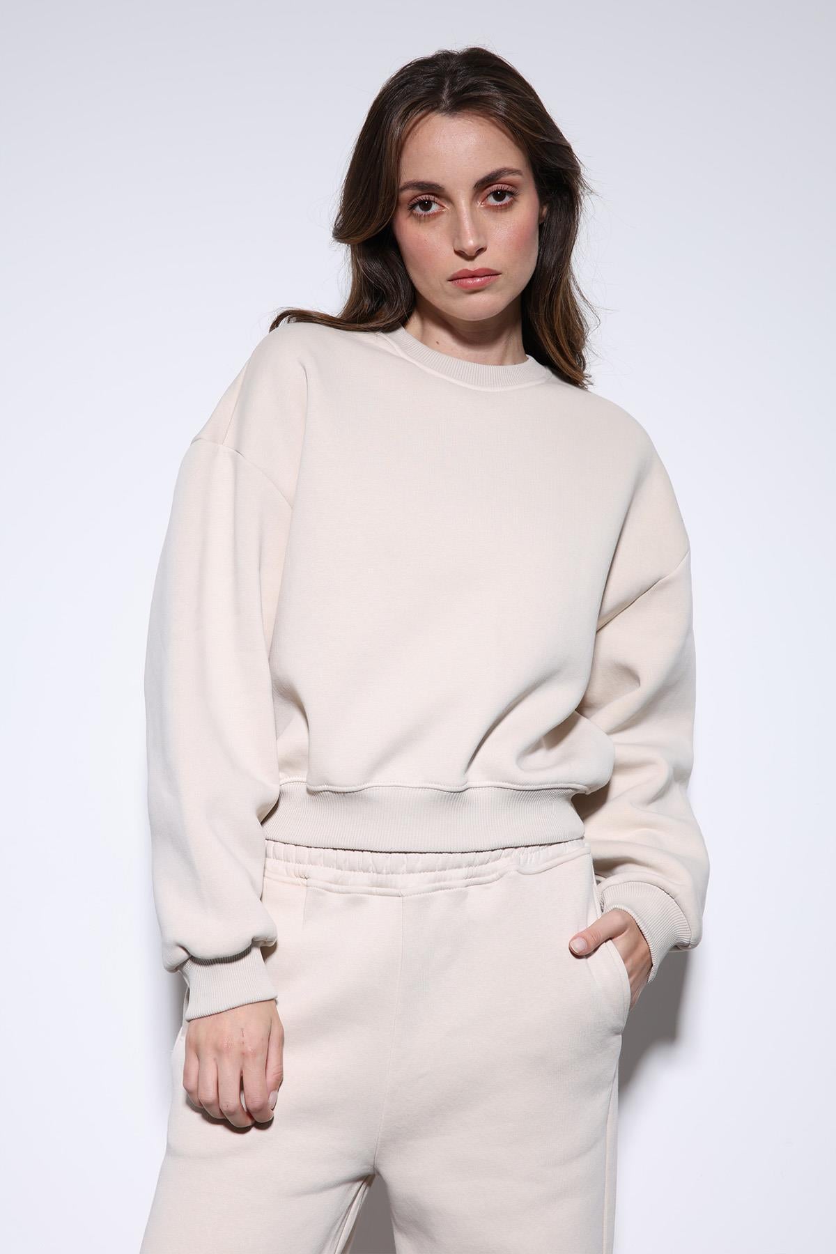 Antioch-Taş Basic Kadın Sweatshirt-Sweatshirt-3-Milagron.com