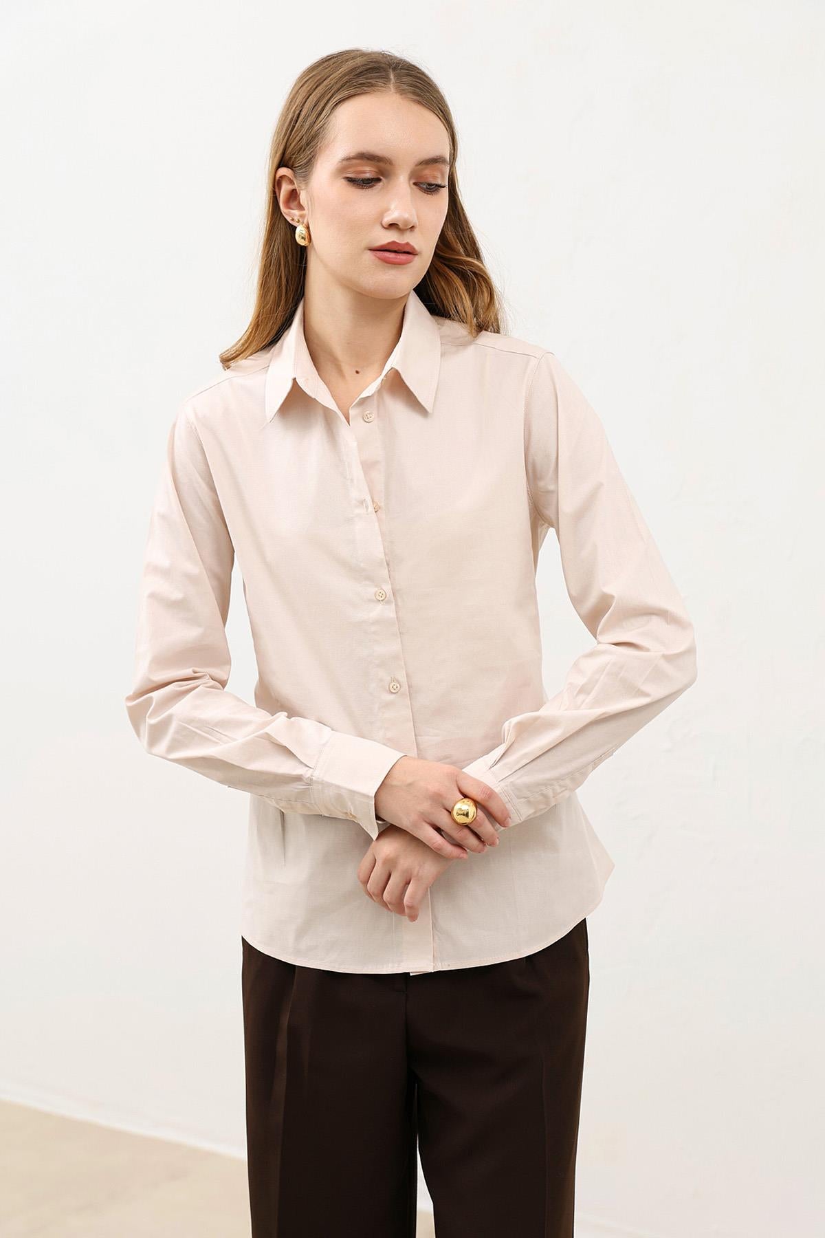 Antioch Taş Basic Slim Fit Kadın Gömlek