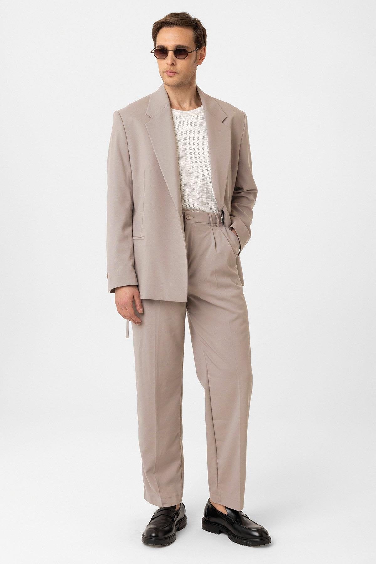 Antioch-Taş Çift Pileli Baggy Fit Erkek Pantolon-Kumaş Pantolon-2-Milagron.com