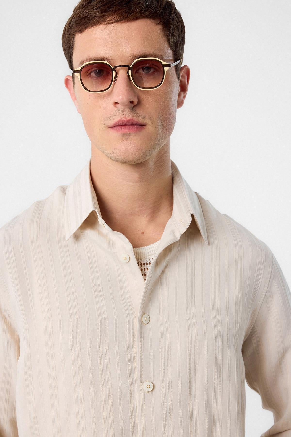 Antioch-Taş Çizgili Ve Dokulu Erkek Gömlek-Gömlek-3-Milagron.com