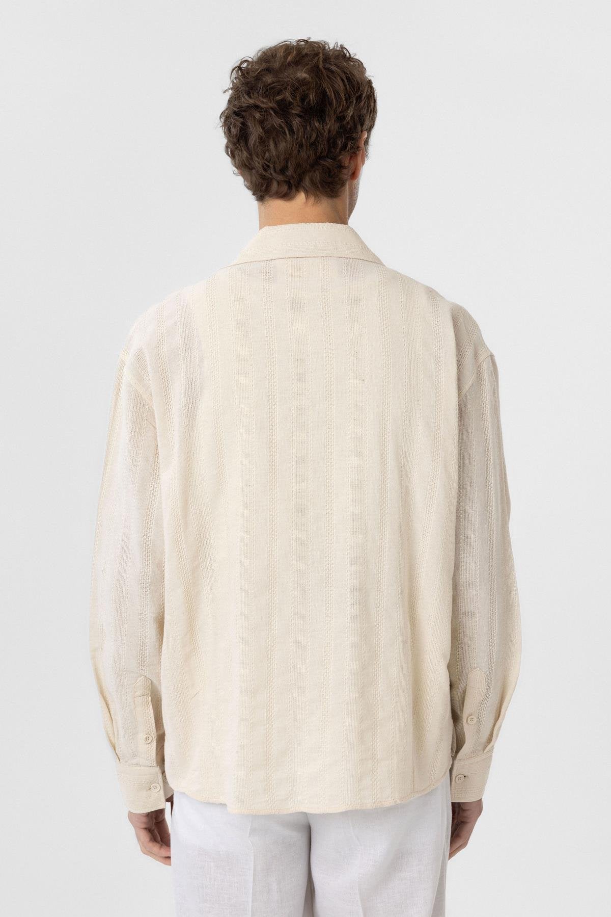 Antioch-Taş Dokulu Jakarlı Pamuklu Erkek Gömlek-Gömlek-9-Milagron.com