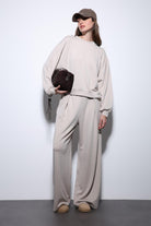 Antioch-Taş Geniş Paça Relaxed Kadın Takım-Takım-3-Milagron.com