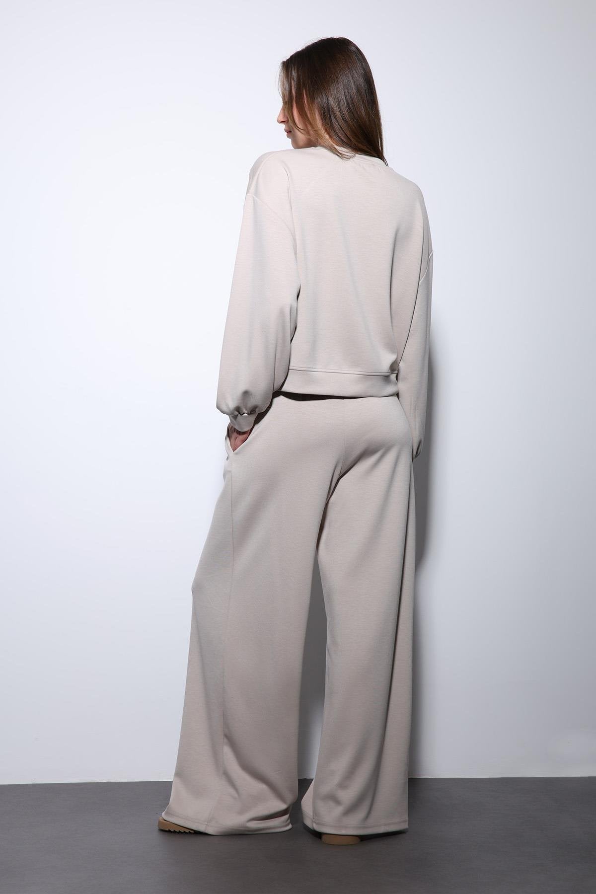 Antioch-Taş Geniş Paça Relaxed Kadın Takım-Takım-7-Milagron.com