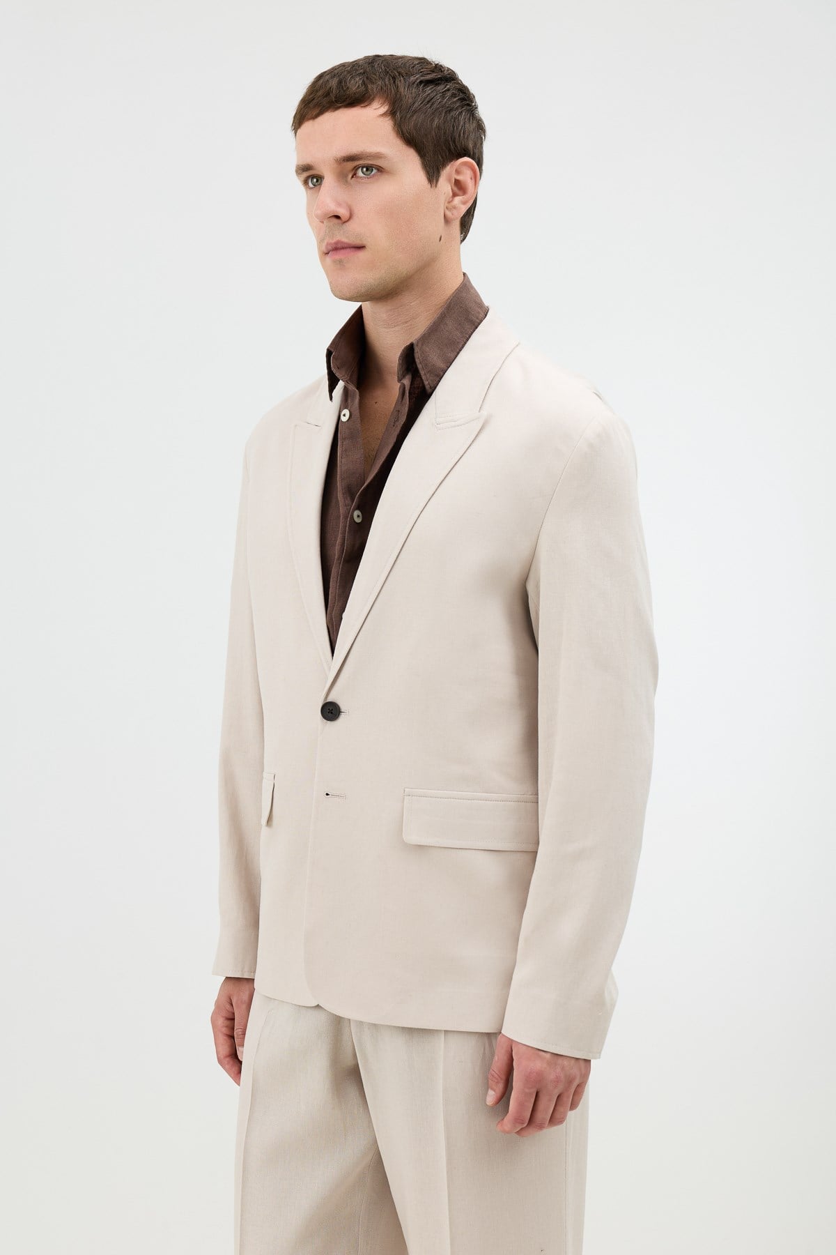 Antioch Taş Keten Karışımlı Erkek Blazer Ceket