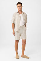 Antioch-Taş Keten Karışımlı Erkek şort-Şort-2-Milagron.com