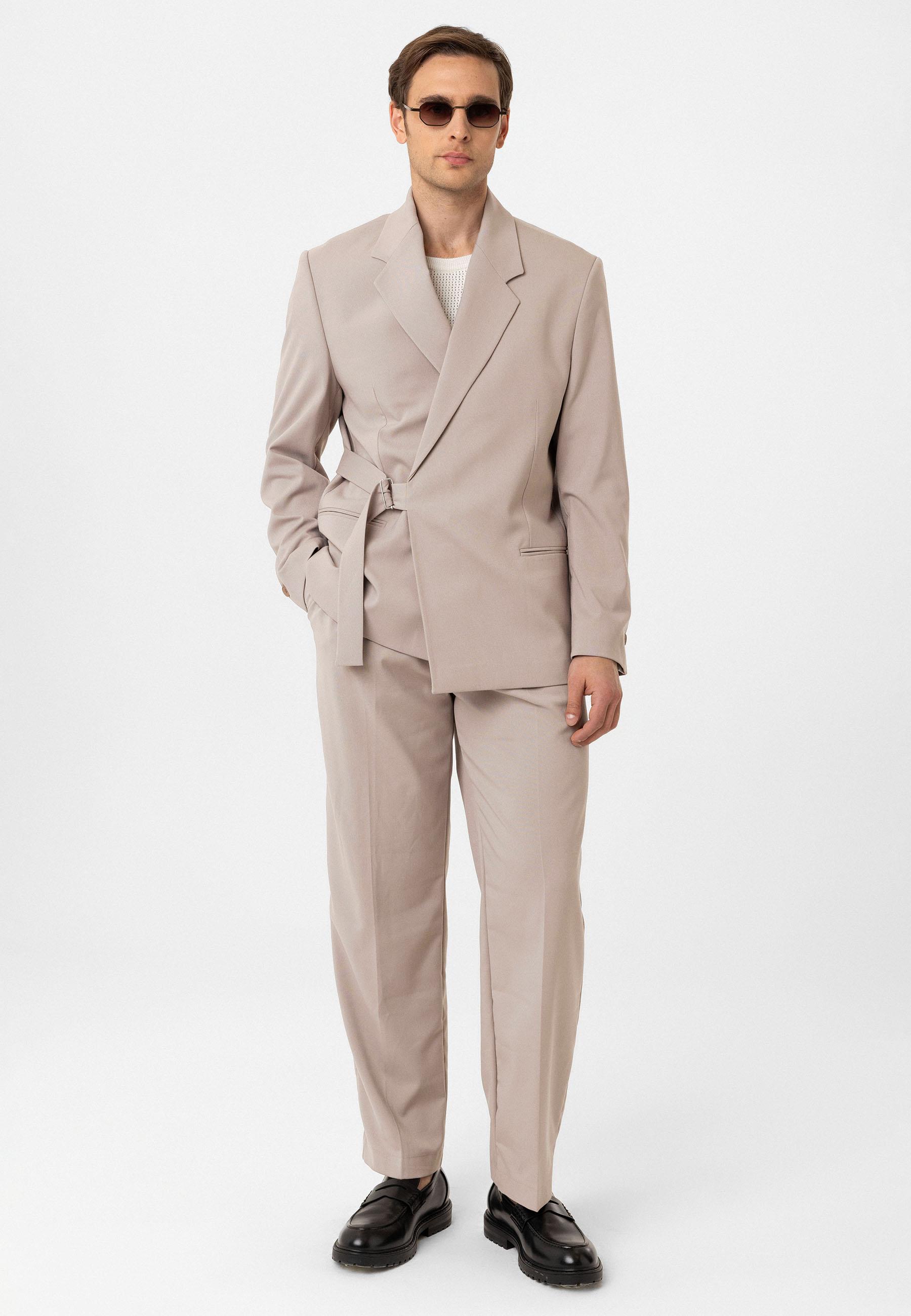 Antioch-Taş Kuşaklı Relax Fit Erkek Blazer Ceket-Blazer Ceket-1-Milagron.com