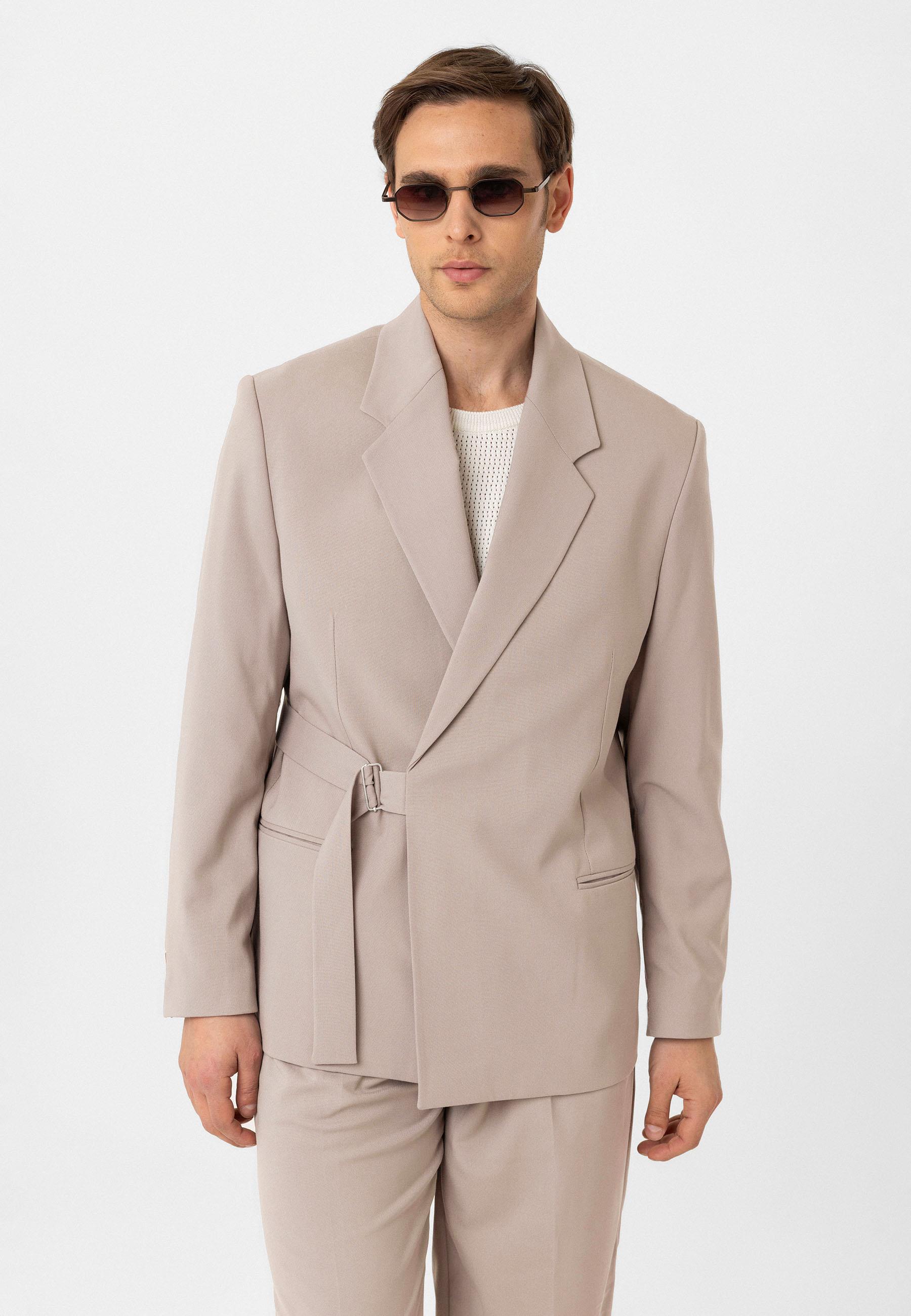 Antioch-Taş Kuşaklı Relax Fit Erkek Blazer Ceket-Blazer Ceket-2-Milagron.com