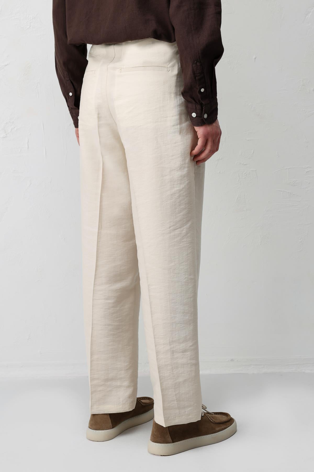 Antioch Taş Lyocell Relaxed Fit Pileli Erkek Pantolon