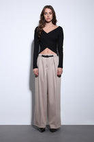 Antioch-Antioch Taş Pileli Geniş Kadın Pantolon-Kumaş Pantolon-3-Milagron.com