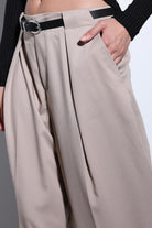 Antioch-Antioch Taş Pileli Geniş Kadın Pantolon-Kumaş Pantolon-4-Milagron.com