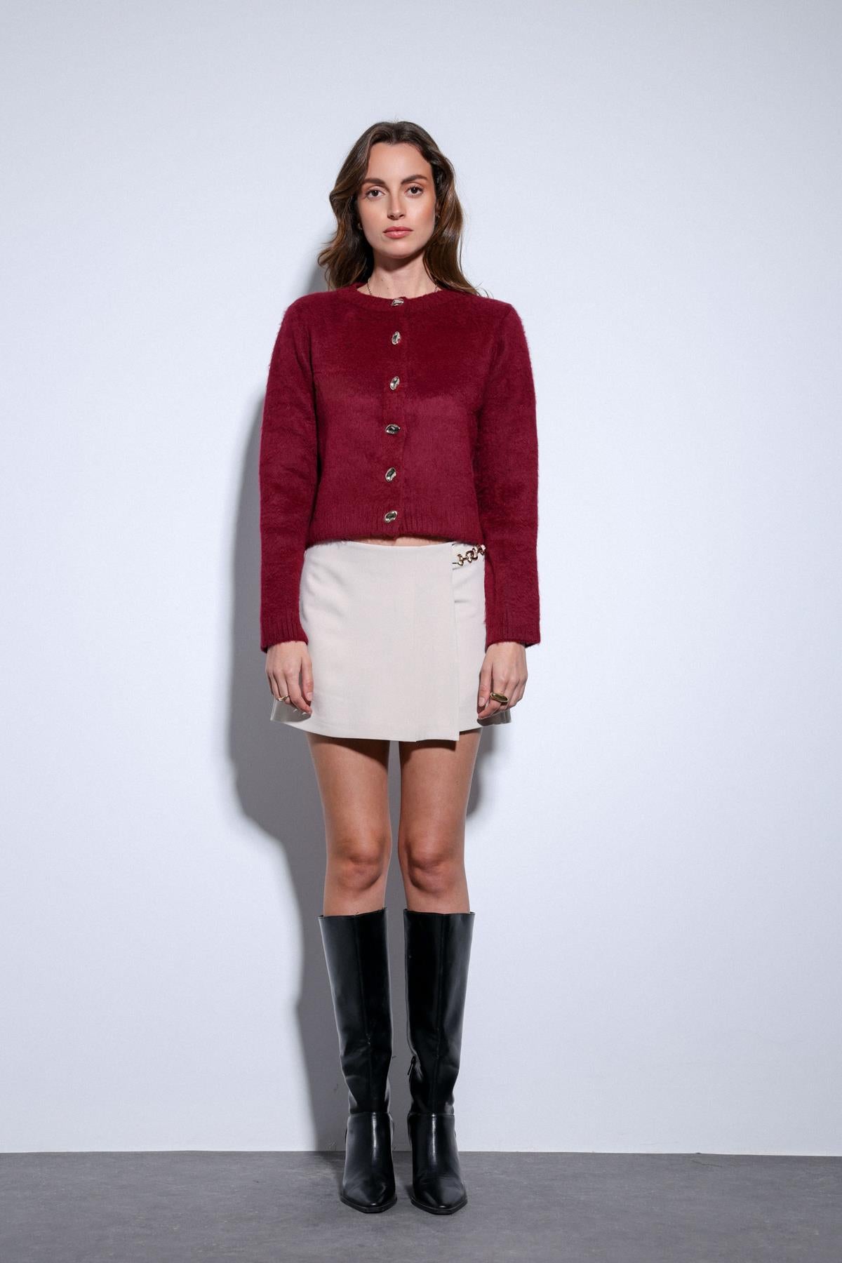 Antioch-Taş Pileli Zincir Detaylı şort Etek-Etek-2-Milagron.com