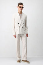 Antioch Taş Relax Fit Keten Karışımlı Erkek Blazer Ceket